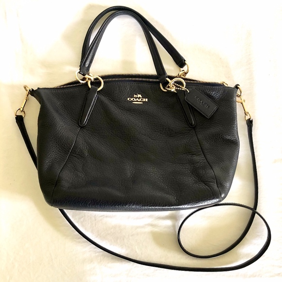 Coach Handbags - Coach Kelsey Satchel Navy Blue Pebble Leather